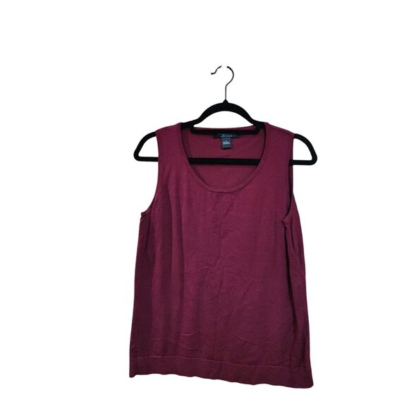 August Silk Womens Sleeveless Burgundy Knit Tank Top L - Picture 1 of 3
